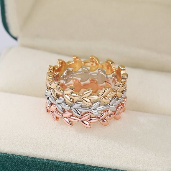 🔥Fashion Leaf Rose Gold Plated Simple Ring for Women/Girl, K944